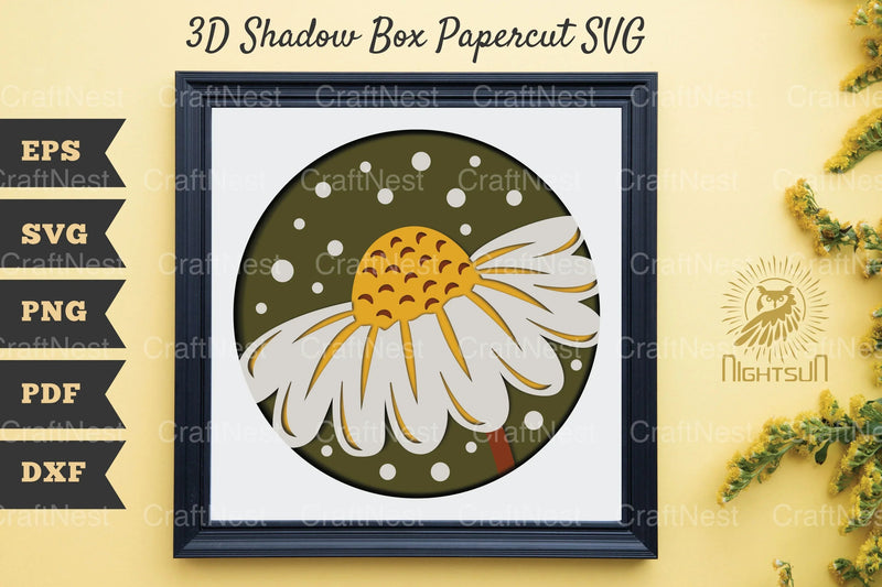 Daisy Flower 3D Shadow Box Papercut Clipart Bundle - CraftNest - Digital Crafting and Art