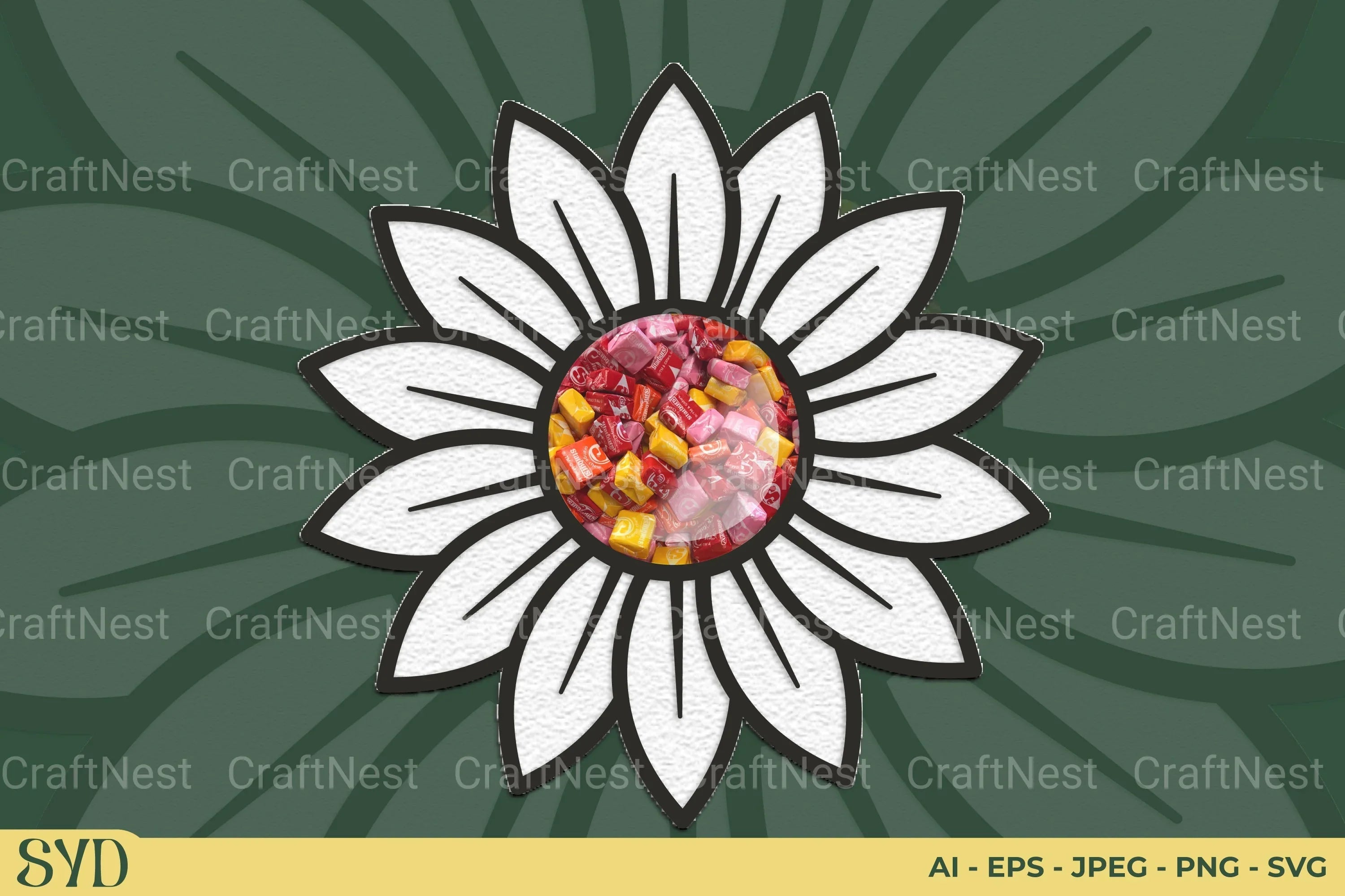 Daisy Flower Candy Holder SVG Bundle - CraftNest - Digital Crafting and Art