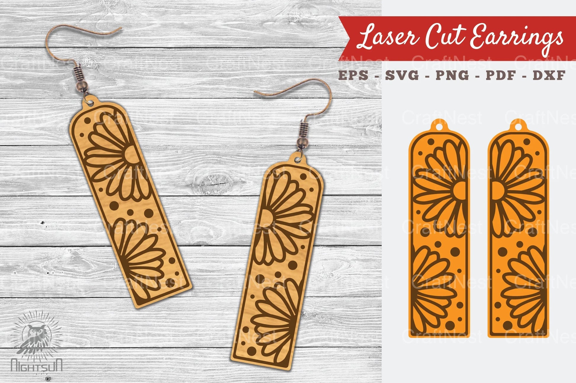 Daisy Flower Laser Cut Earrings SVG Bundle - CraftNest - Digital Crafting and Art