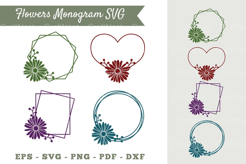 Daisy Flower Monogram Clipart Bundle - CraftNest - Digital Crafting and Art
