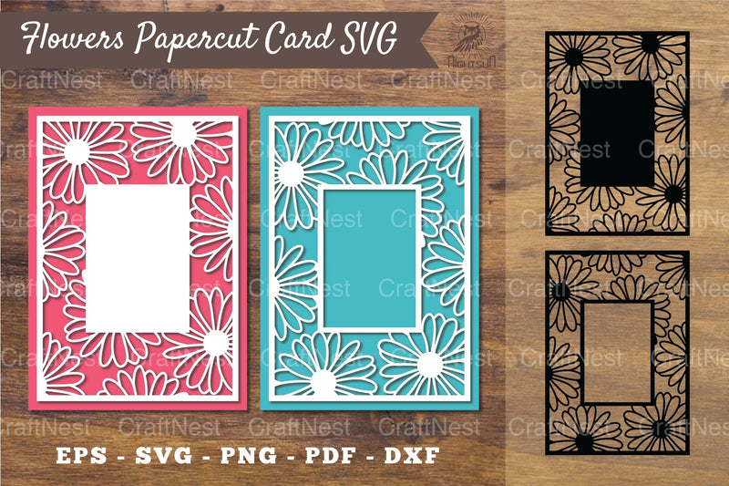 Daisy Flower Papercut Card Clipart Bundle - CraftNest - Digital Crafting and Art