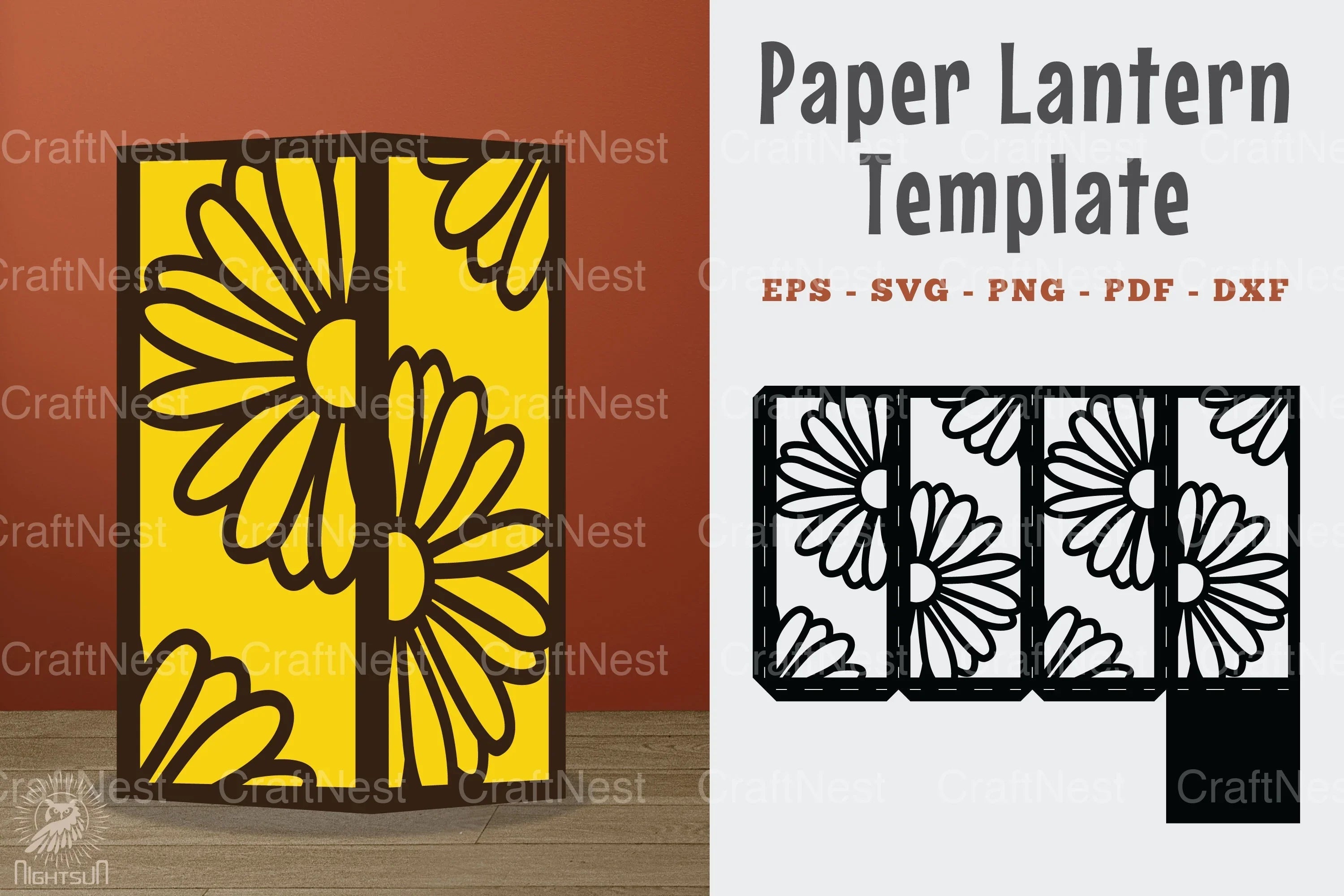 Daisy Flower Papercut Lantern Template Clipart Bundle - CraftNest - Digital Crafting and Art