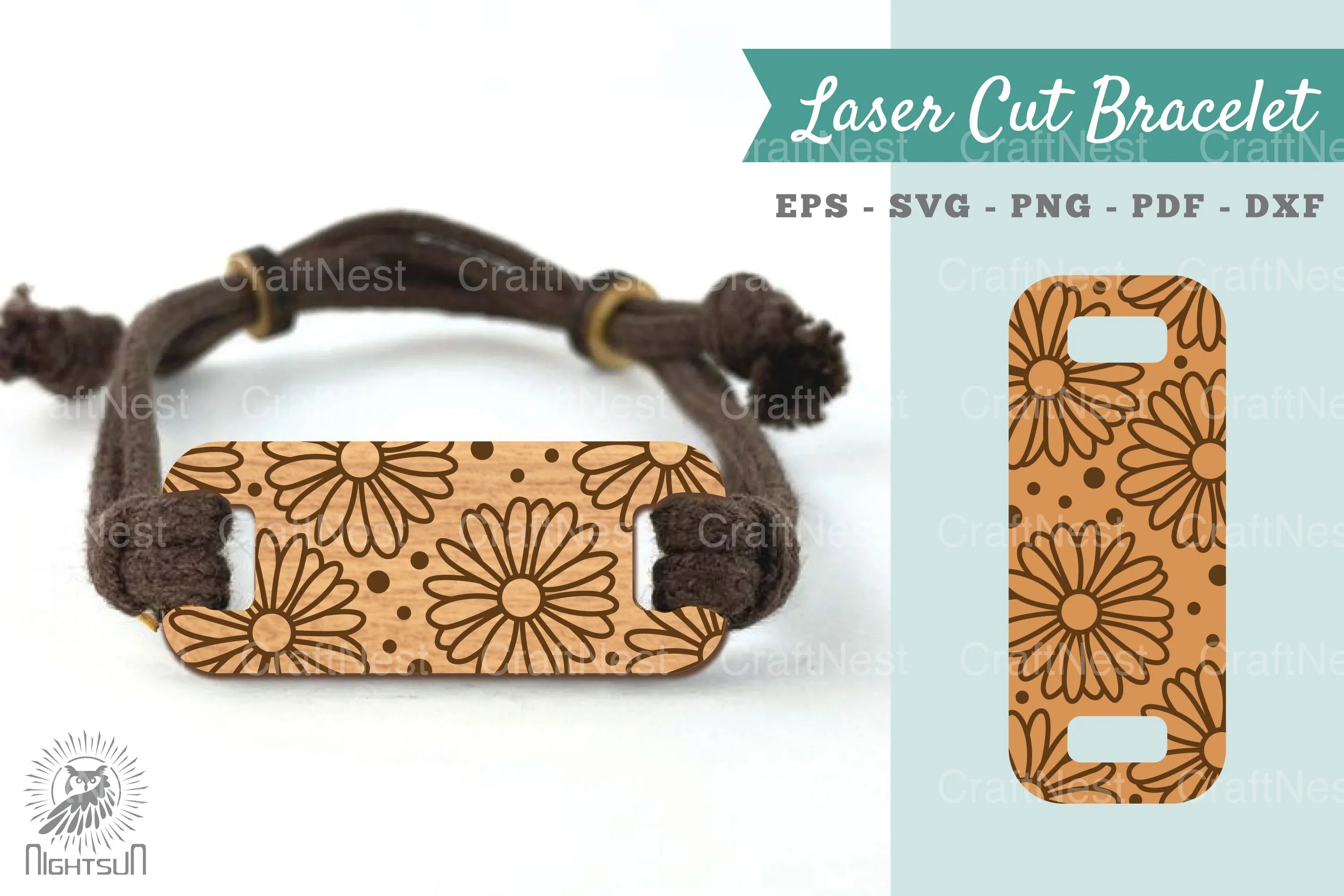 Daisy Flowers Laser Cut Bracelet Design Bundle - CraftNest - Digital Crafting and Art