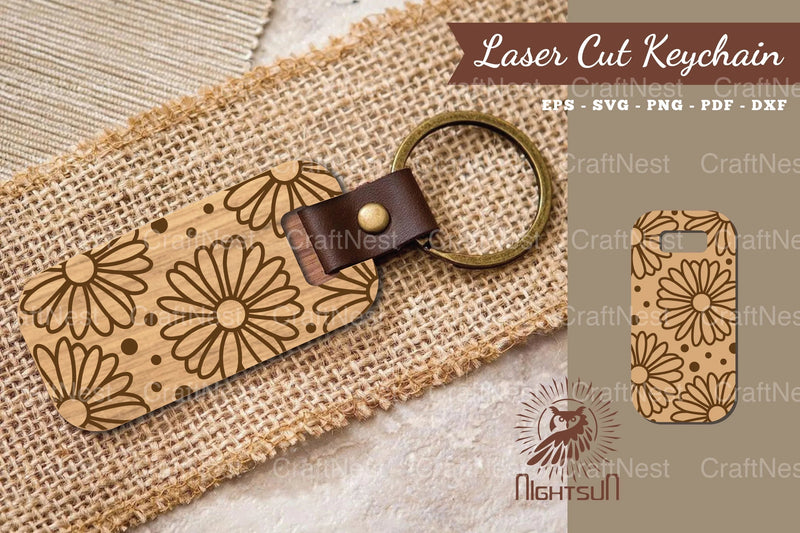 Daisy Flowers Laser Cut Keychain Design Bundle - CraftNest - Digital Crafting and Art