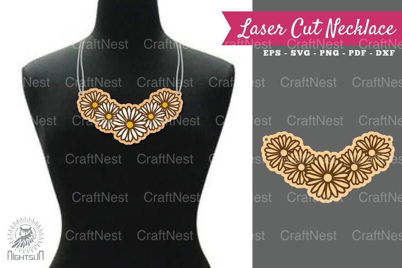 Daisy Flowers Laser Cut Necklace Design Clipart Bundle - CraftNest - Digital Crafting and Art