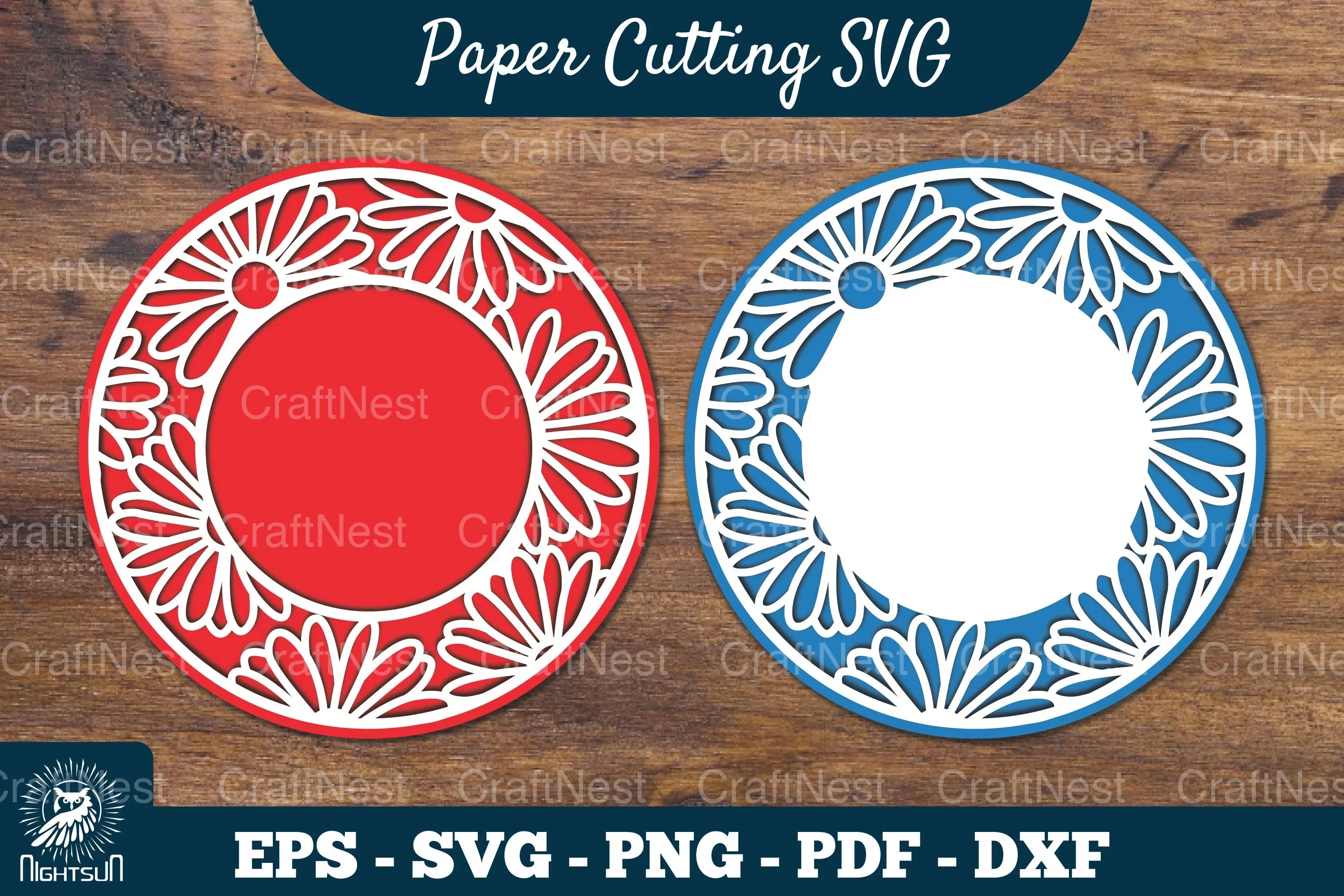 Daisy Flowers Papercut Circle Clipart Bundle - CraftNest - Digital Crafting and Art