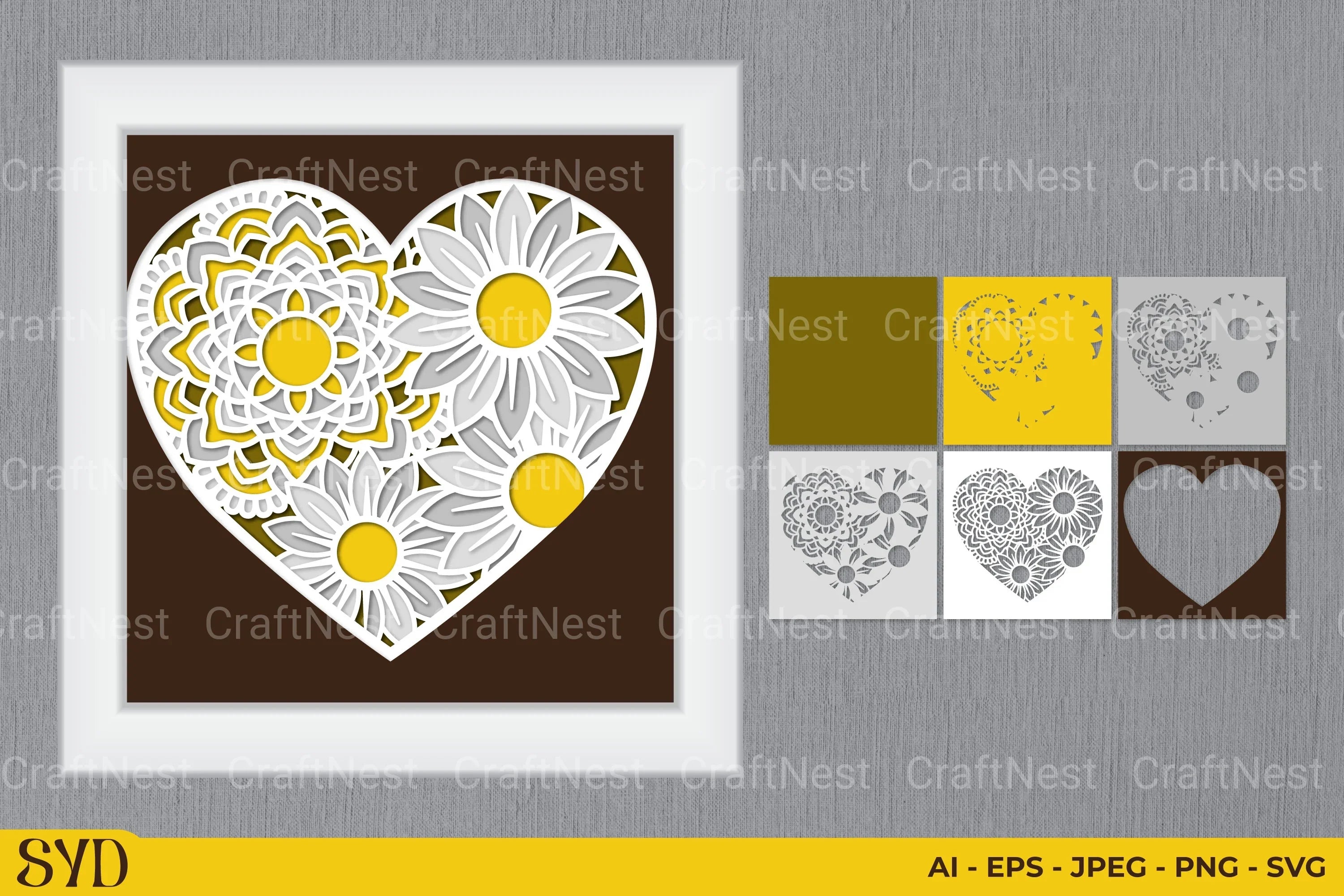 Daisy Mandala 3D Layered Papercut Clipart Bundle - CraftNest - Digital Crafting and Art