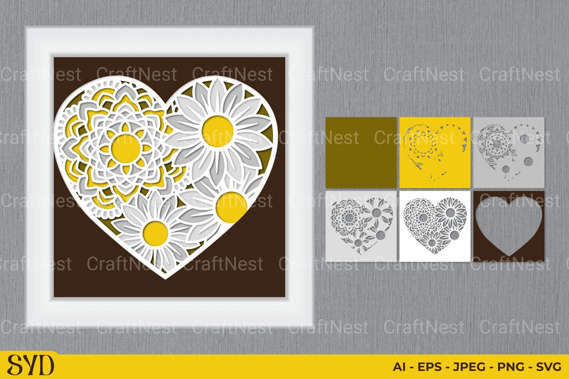 Daisy Mandala 3D Layered Papercut Clipart Bundle - CraftNest - Digital Crafting and Art