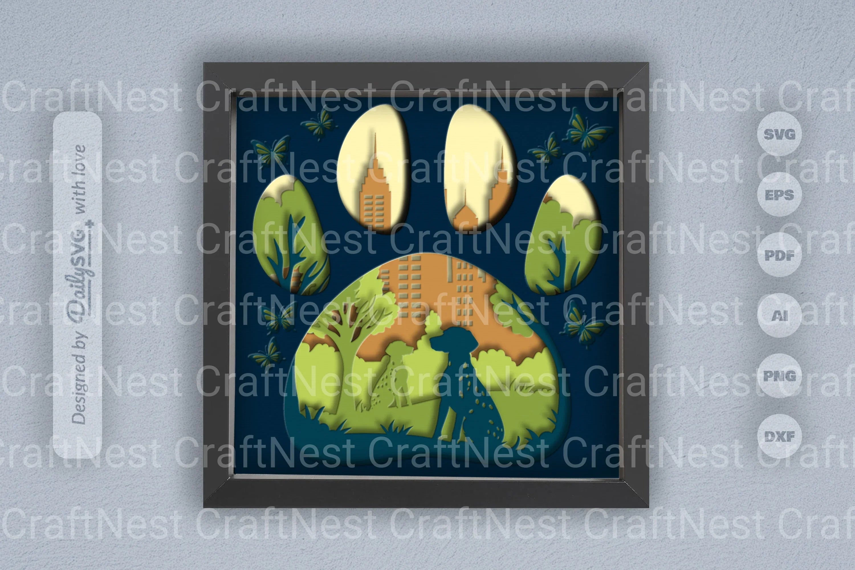 Dalmatian Dog Papercut SVG Bundle: Park Sitting Design