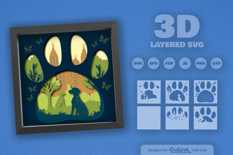 Dalmatian Dog Papercut SVG Bundle: Park Sitting Design - CraftNest - Digital Crafting and Art
