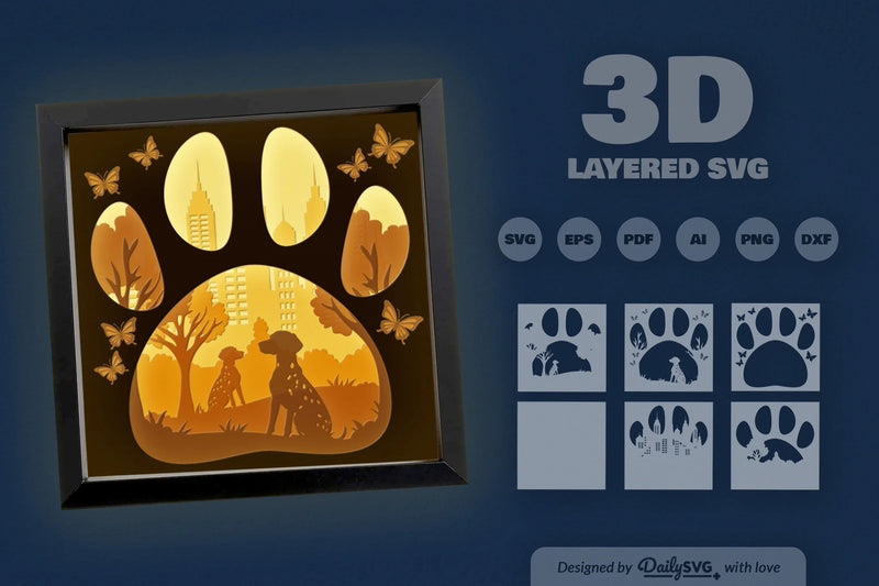 Dalmatian Dog Papercut SVG Bundle: Park Sitting Design - CraftNest - Digital Crafting and Art