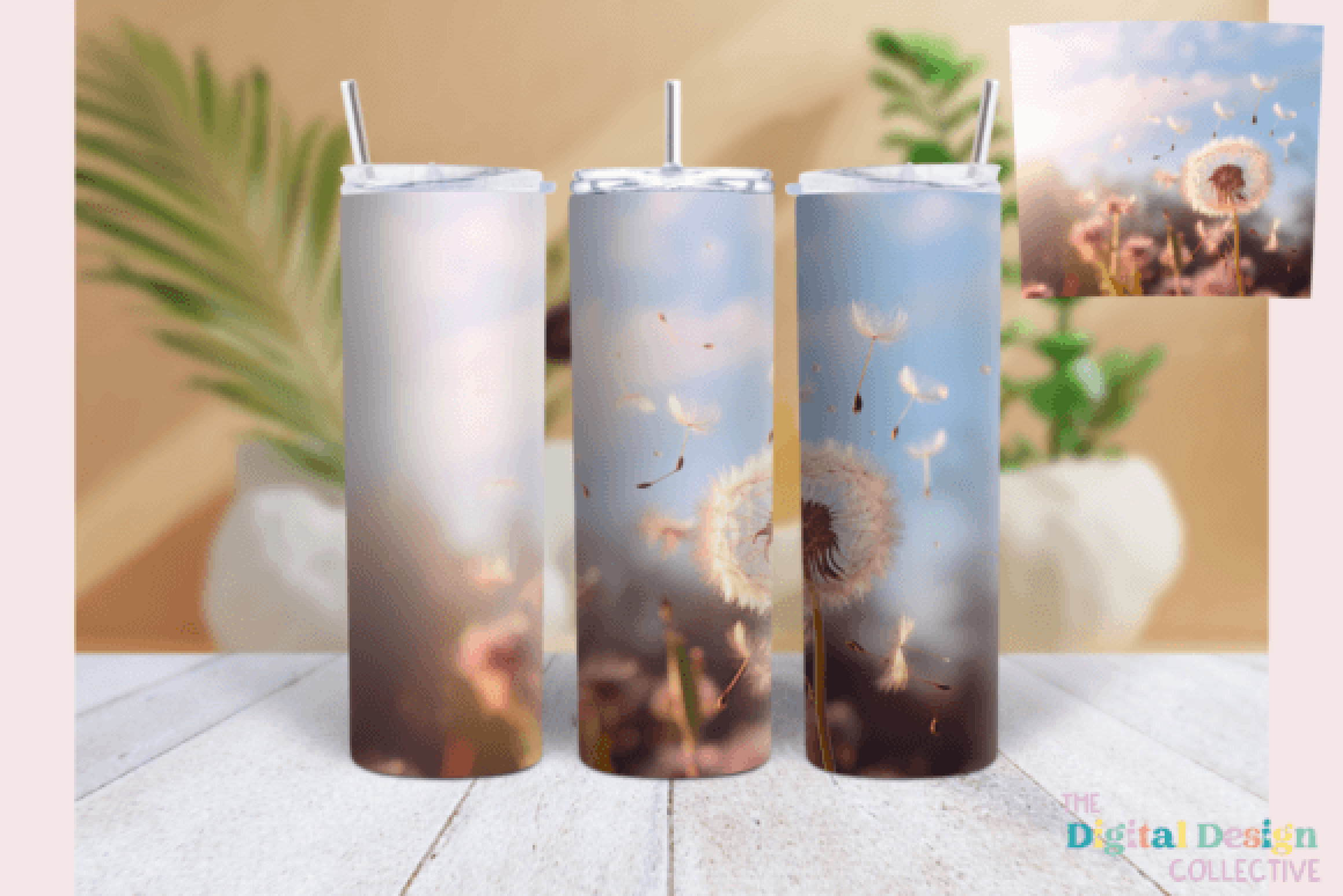 Dandelion Flowers Tumbler Wrap Bundle