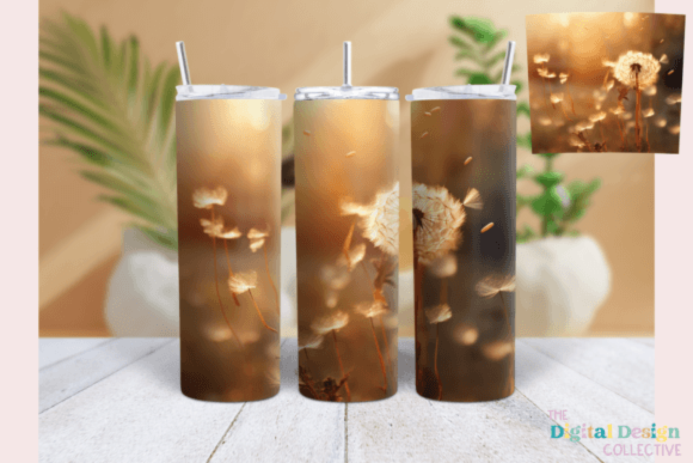 Dandelion Flowers Tumbler Wrap Bundle