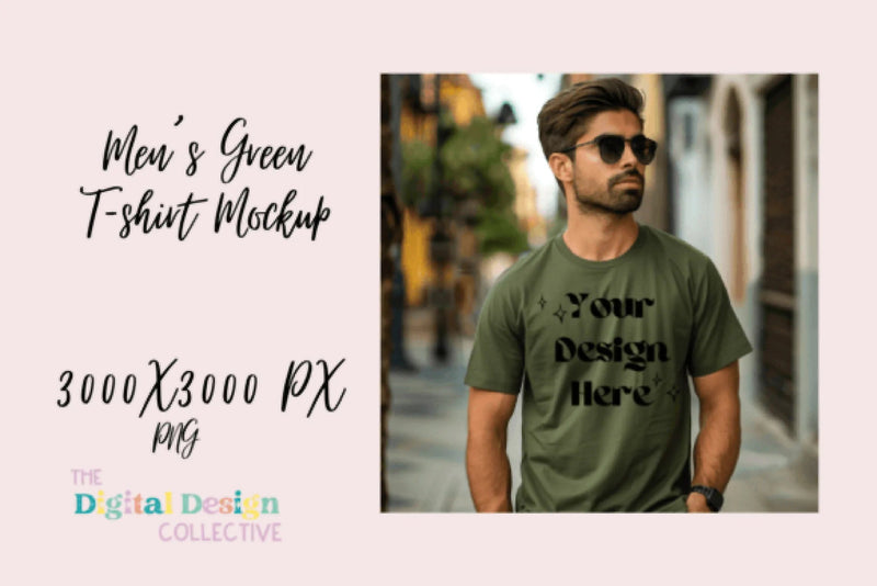 Dark Green Men's T-Shirt Mockup - CraftNest - Digital Crafting and Art