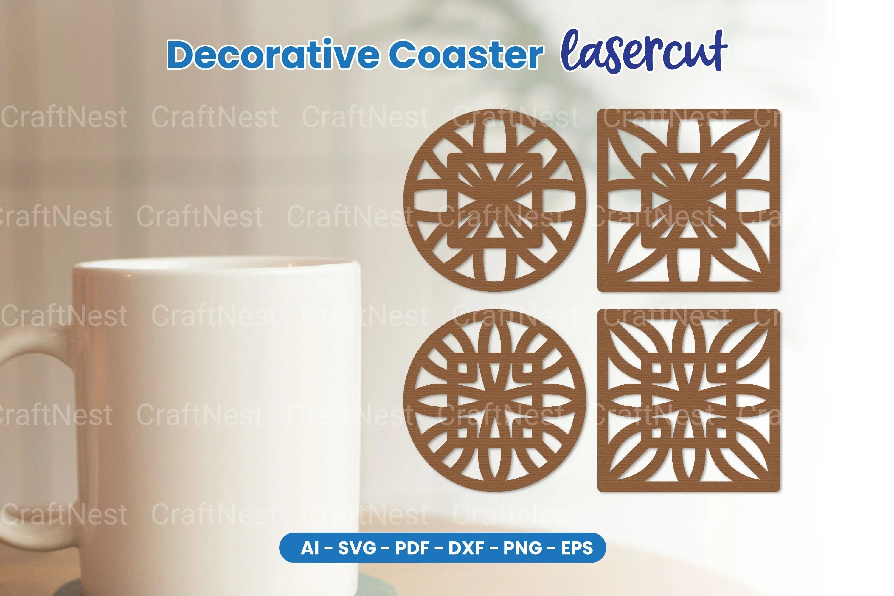 Decorative Coaster Lasercut SVG Bundle - CraftNest - Digital Crafting and Art