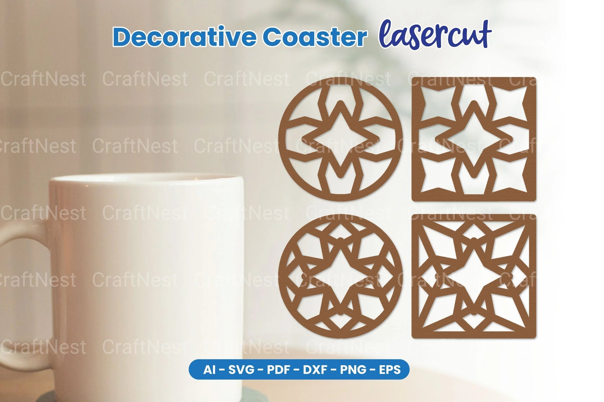Decorative Coaster Lasercut SVG Bundle - CraftNest - Digital Crafting and Art