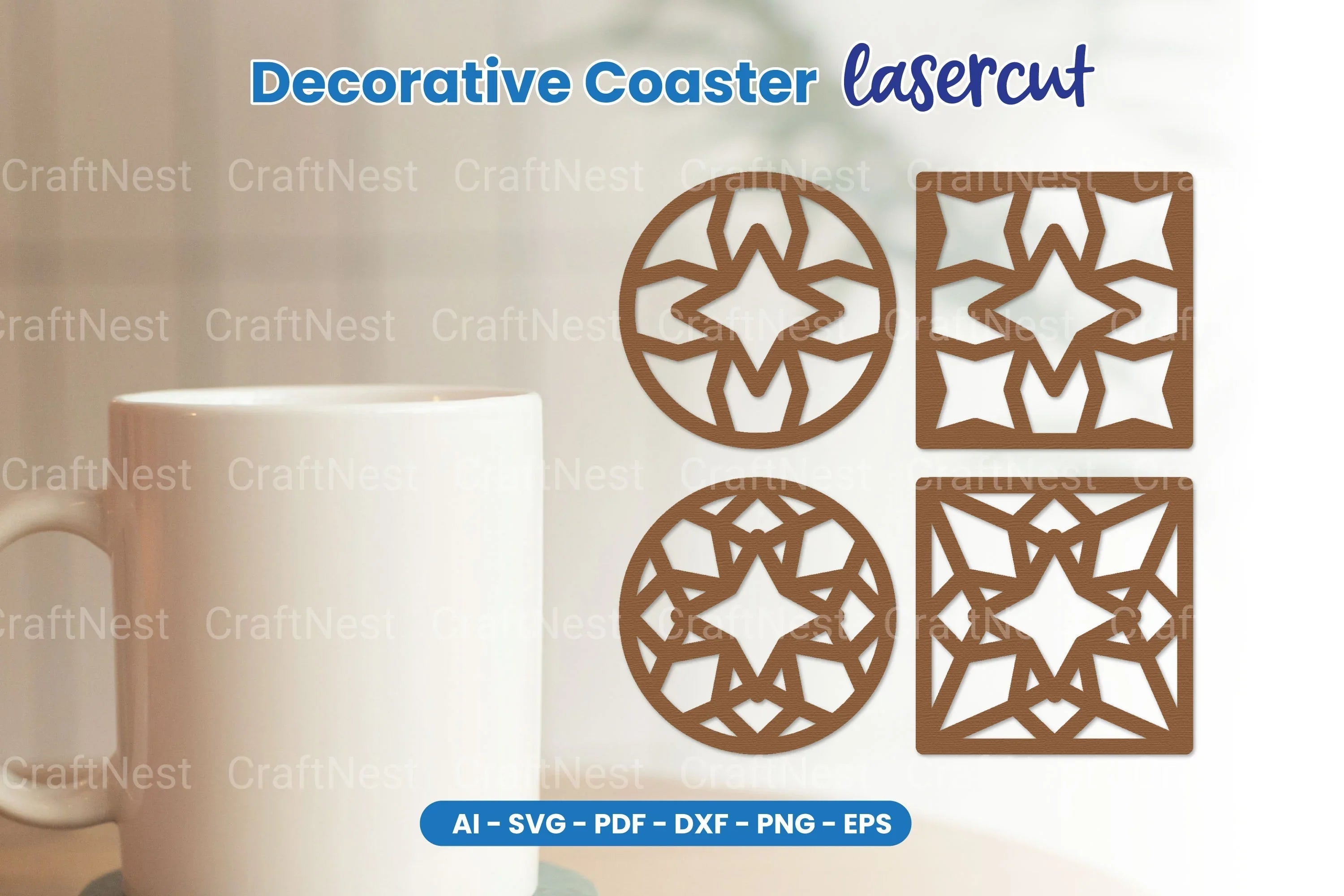 Decorative Coaster Lasercut SVG Bundle - CraftNest - Digital Crafting and Art