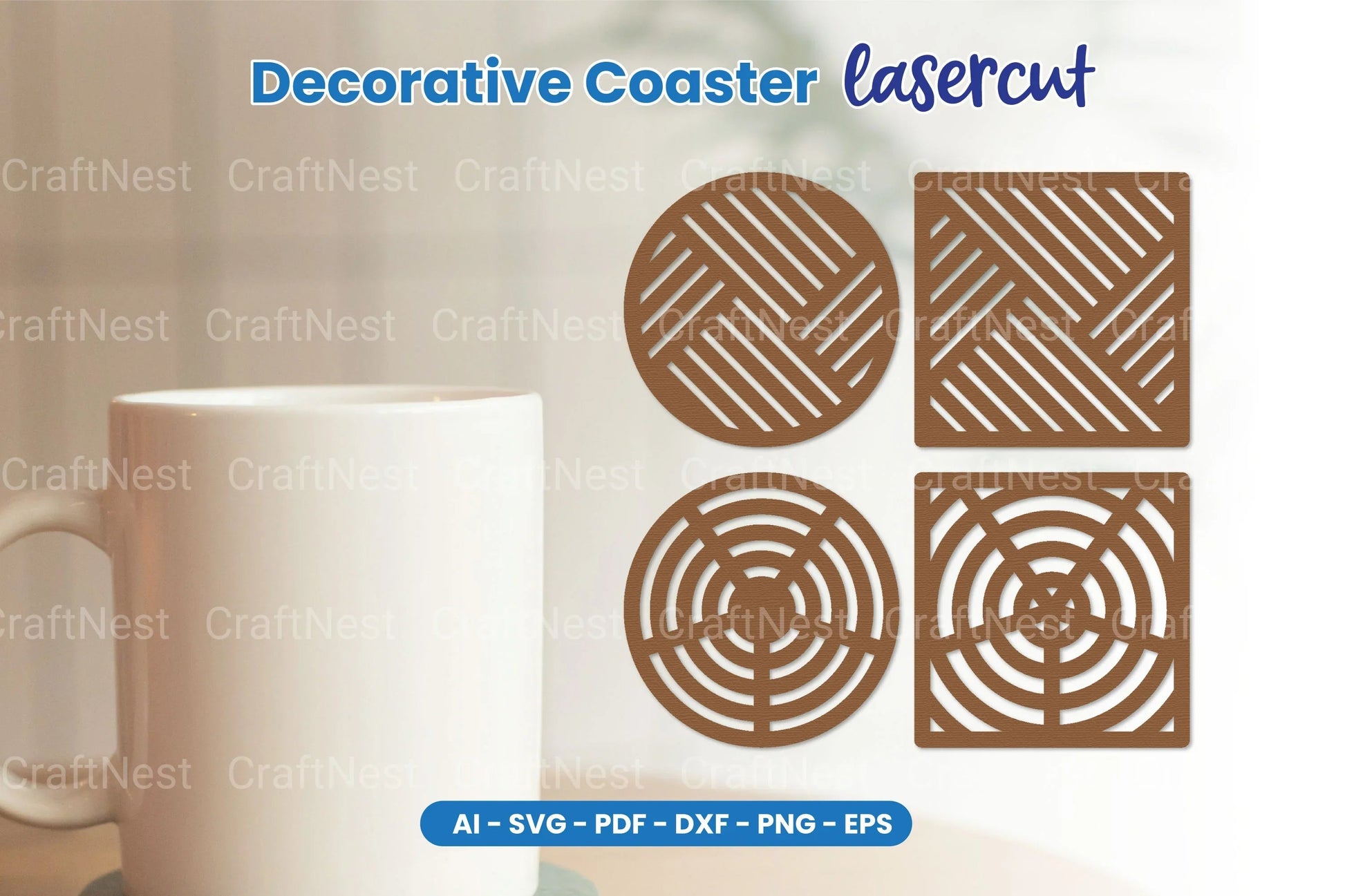 Decorative Coaster Lasercut SVG Bundle - CraftNest - Digital Crafting and Art