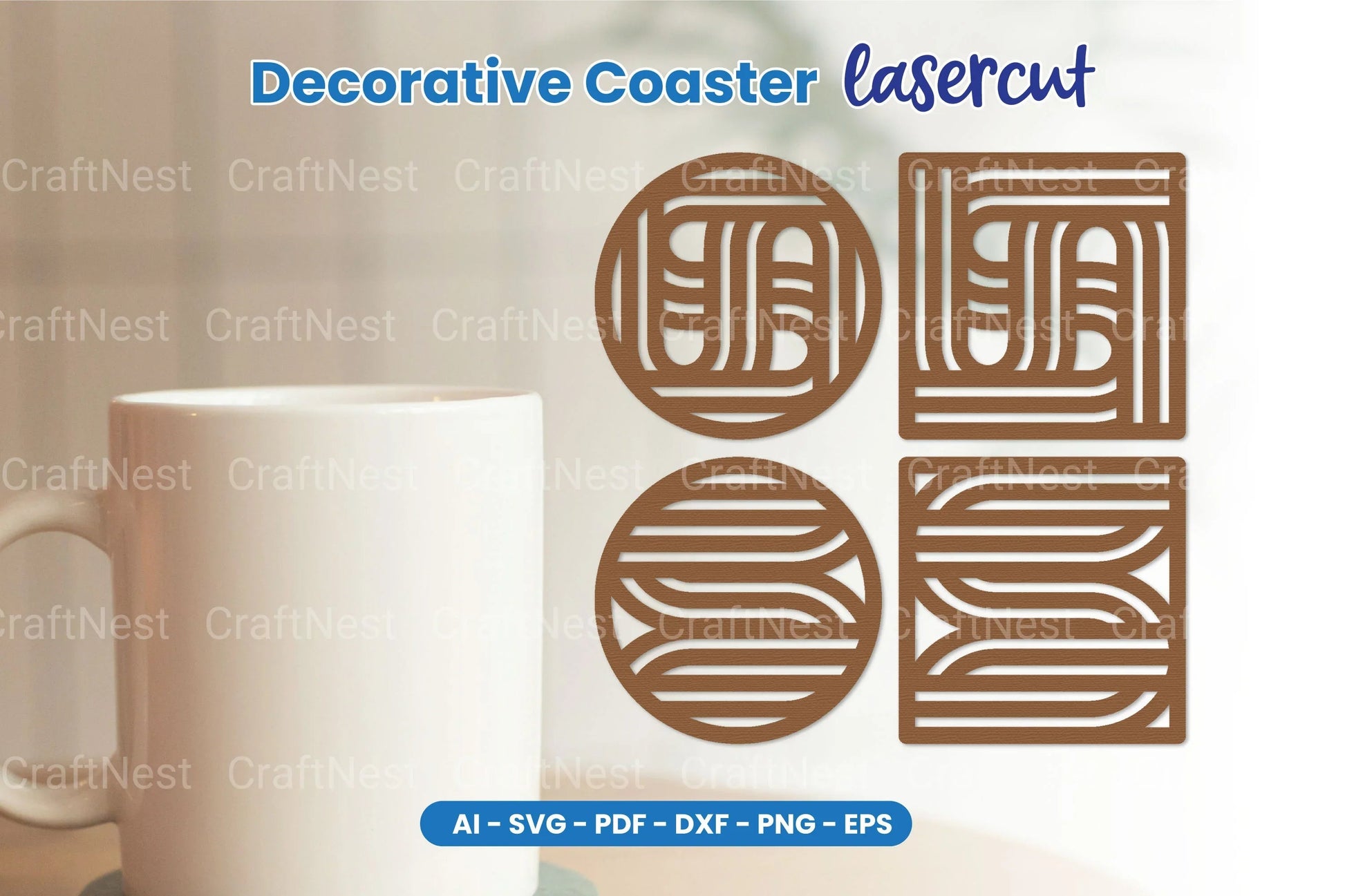 Decorative Coaster Lasercut SVG Bundle - CraftNest - Digital Crafting and Art