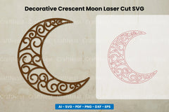 Decorative Crescent Moon Laser Cut SVG Bundle - CraftNest - Digital Crafting and Art