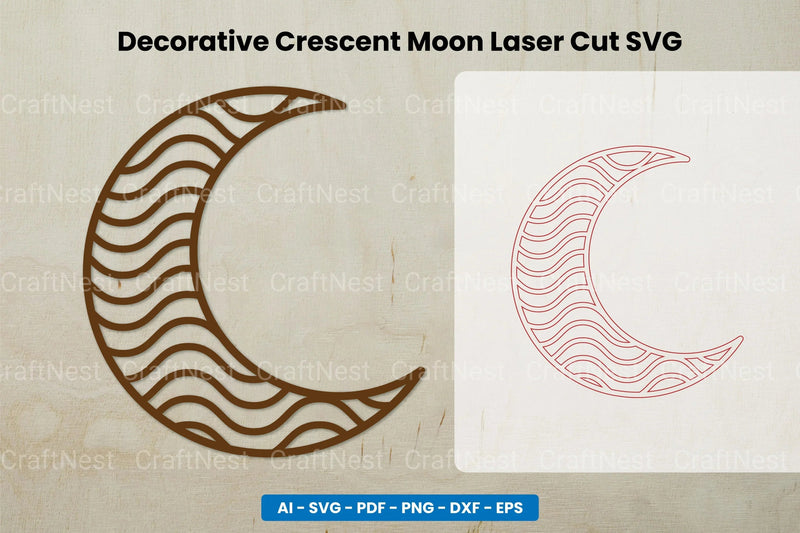 Decorative Crescent Moon Laser Cut Clipart Bundle - CraftNest - Digital Crafting and Art