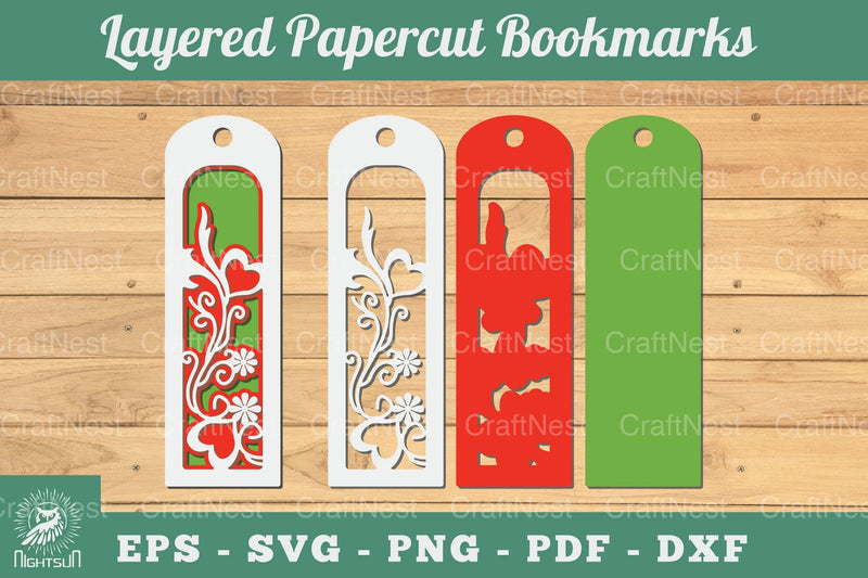 2024 Decorative Heart 3D Papercut Bookmarks Clipart Bundle - CraftNest - Digital Crafting and Art