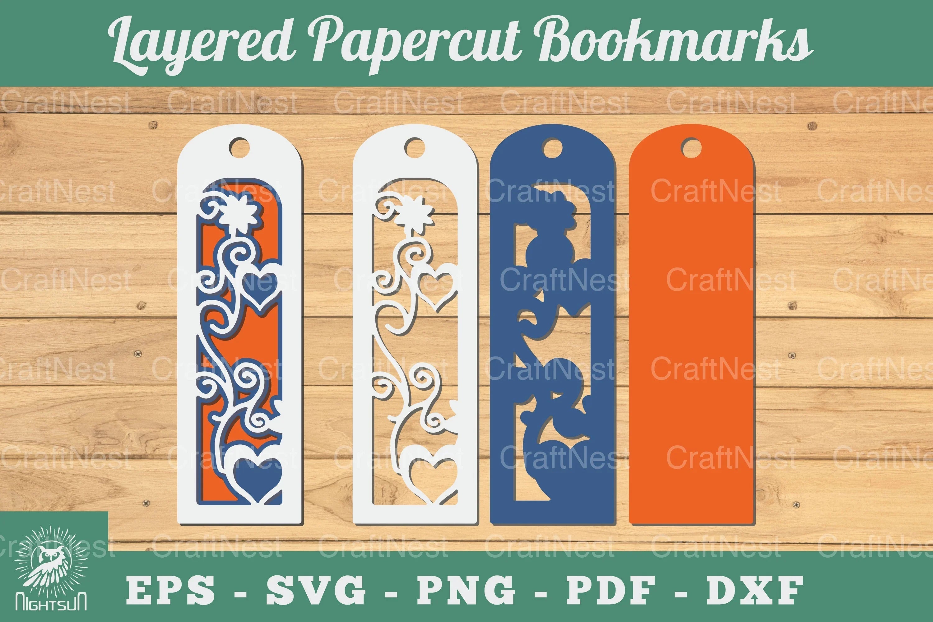 Decorative Heart 3D Papercut Bookmarks Clipart Bundle - CraftNest - Digital Crafting and Art