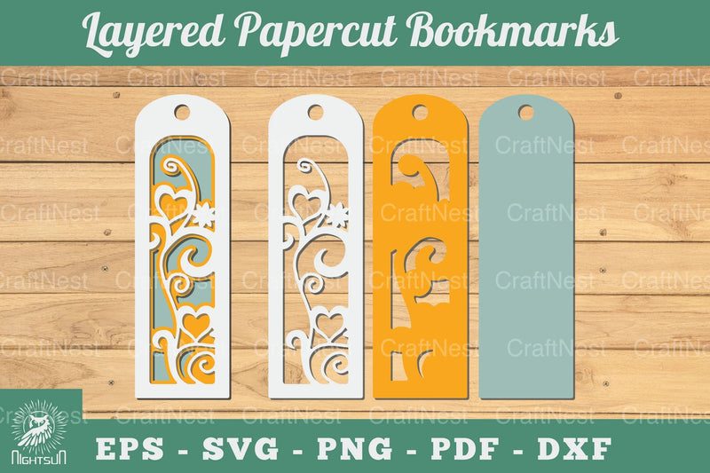 Decorative Heart 3D Papercut Bookmarks Clipart Bundle - CraftNest - Digital Crafting and Art