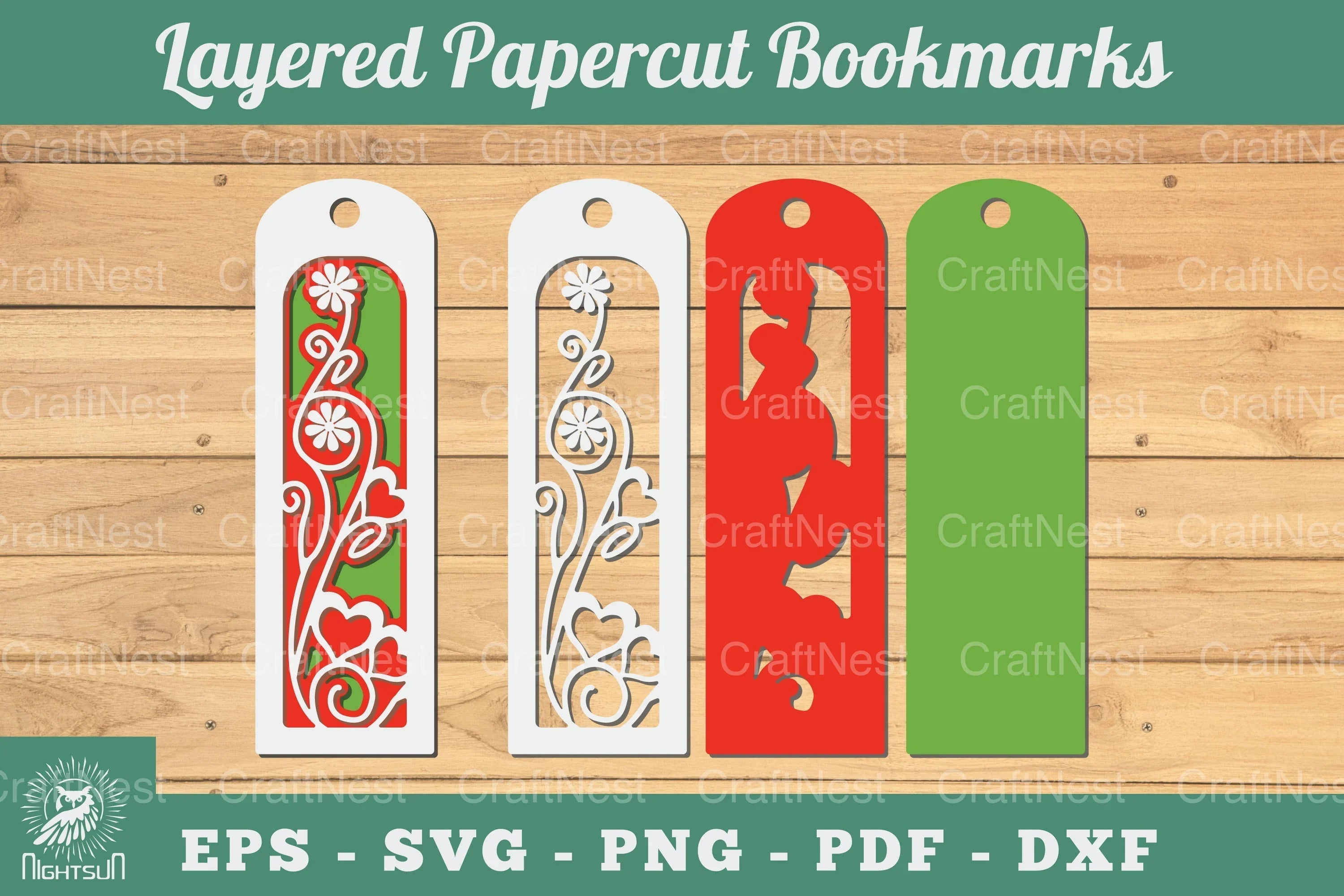 Decorative Heart 3D Papercut Bookmarks Clipart Bundle - CraftNest - Digital Crafting and Art