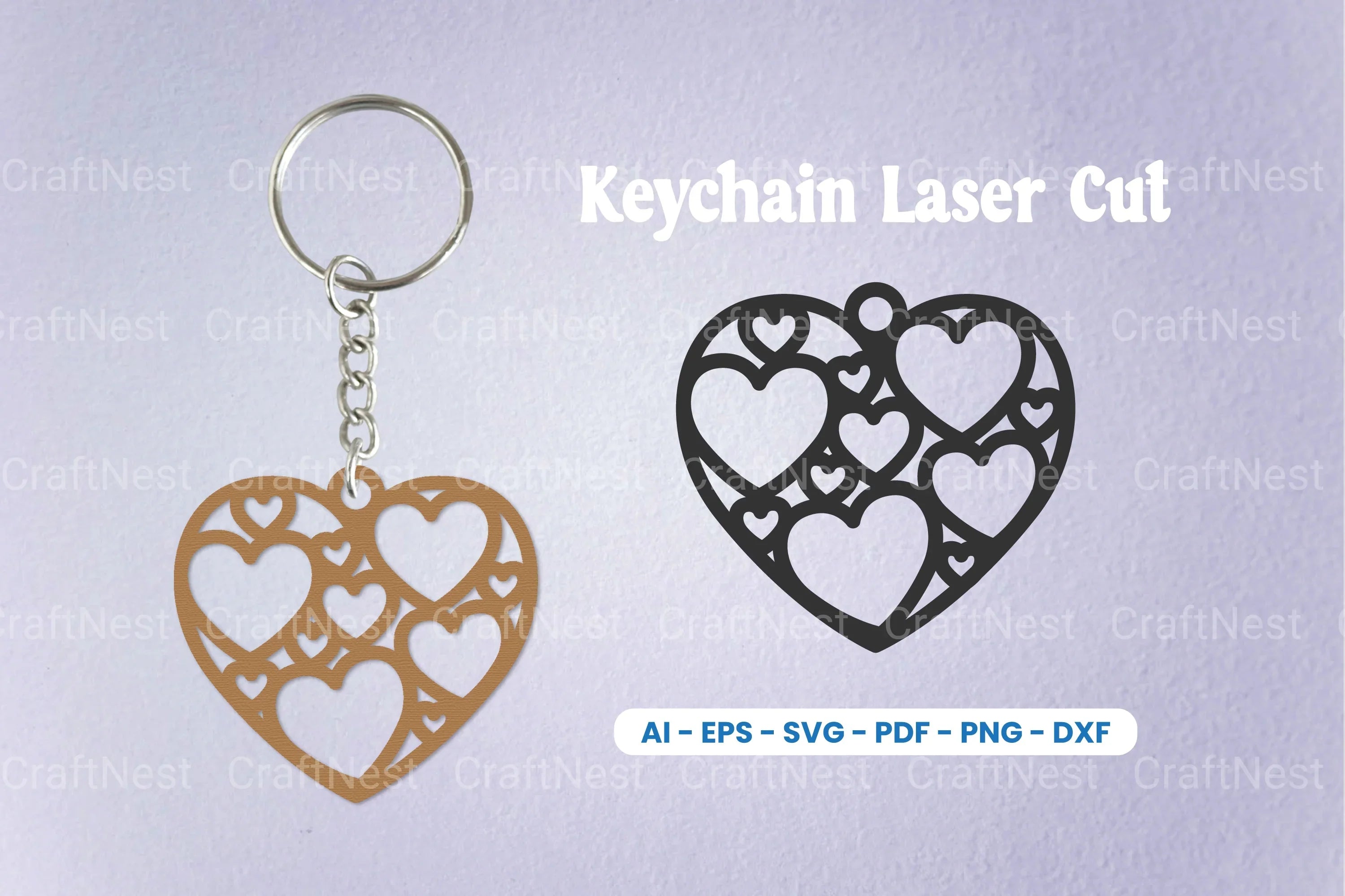 Decorative Heart Laser Cut Keychain SVG Bundle - CraftNest - Digital Crafting and Art