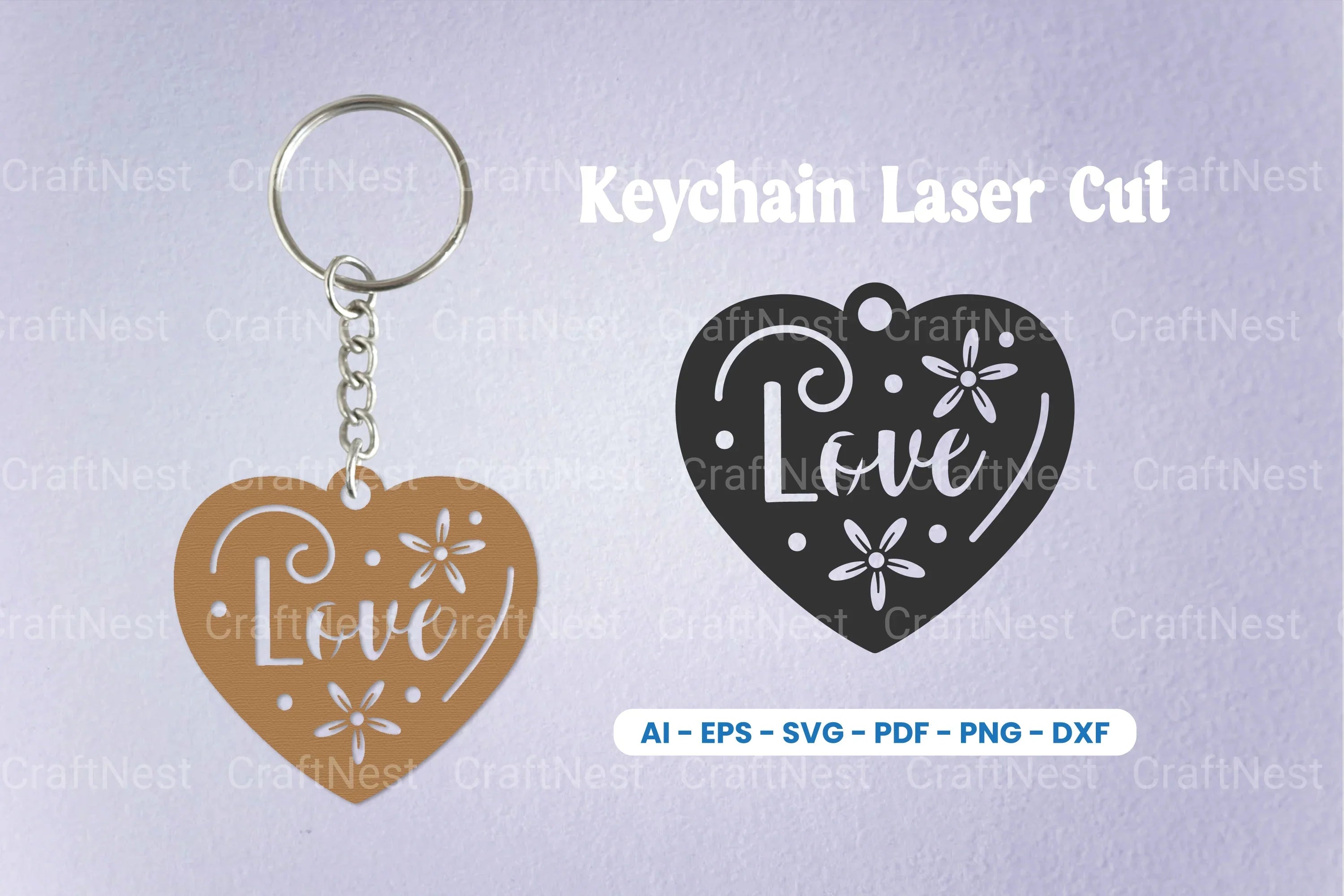 Decorative Heart Laser Cut Keychain SVG Bundle - CraftNest - Digital Crafting and Art