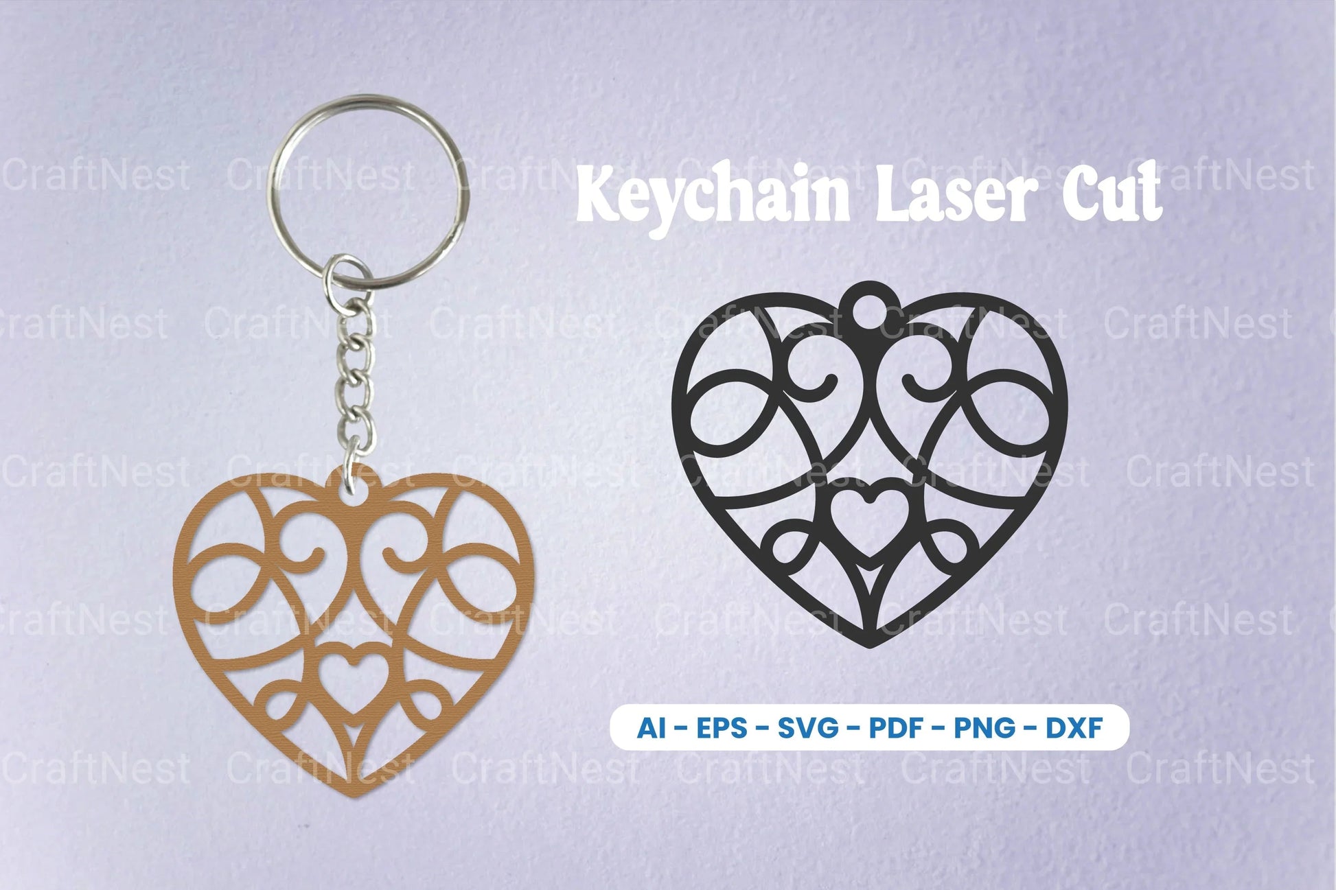 Decorative Heart Laser Cut Keychain SVG Bundle - CraftNest - Digital Crafting and Art