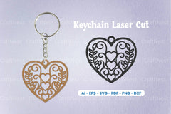 Decorative Heart Laser Cut Keychain SVG Bundle - CraftNest - Digital Crafting and Art