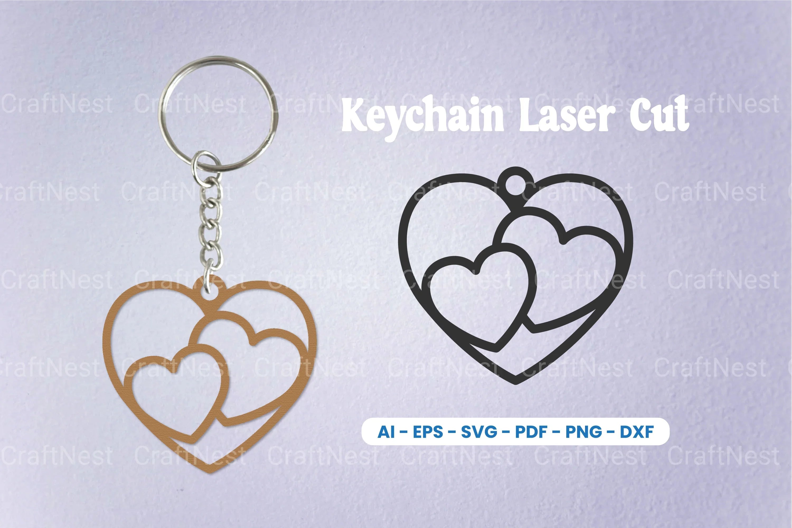 Decorative Heart Laser Cut Keychain SVG Bundle - CraftNest - Digital Crafting and Art