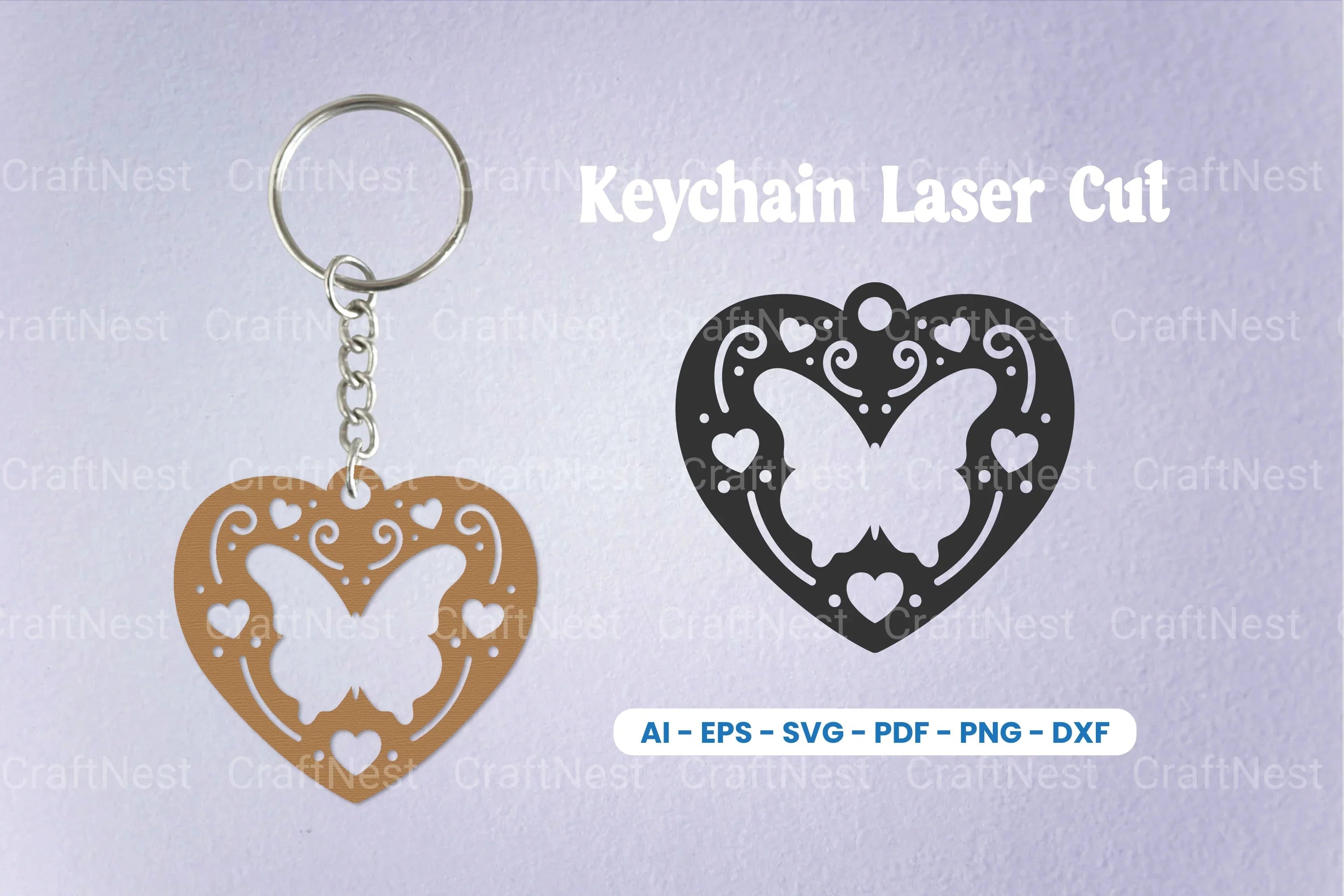 Decorative Heart Laser Cut Keychain SVG Bundle - CraftNest - Digital Crafting and Art