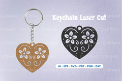 Decorative Heart Laser Cut Keychain SVG Bundle - CraftNest - Digital Crafting and Art