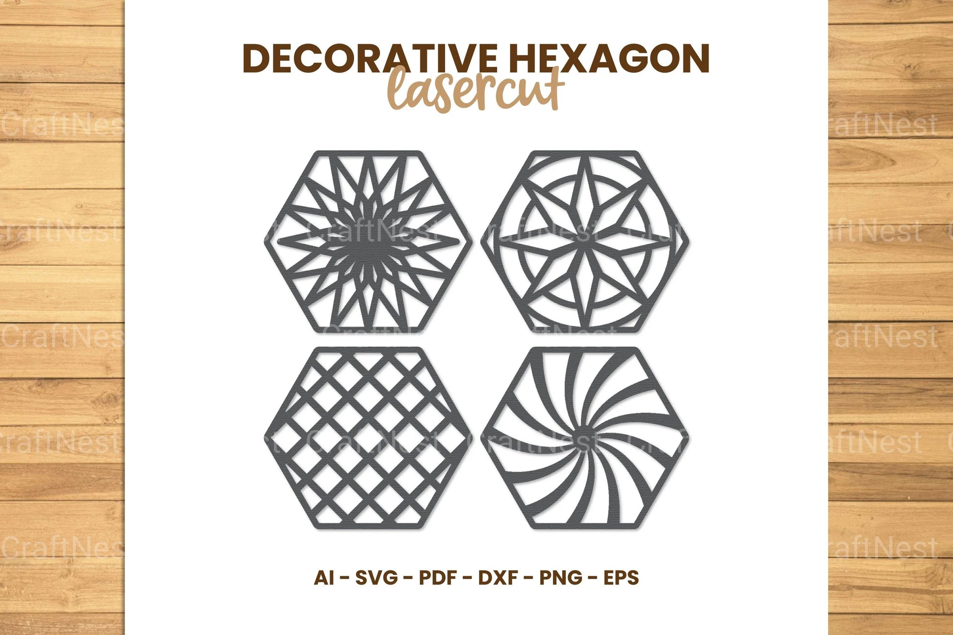 Decorative Hexagon Lasercut SVG Bundle - CraftNest - Digital Crafting and Art
