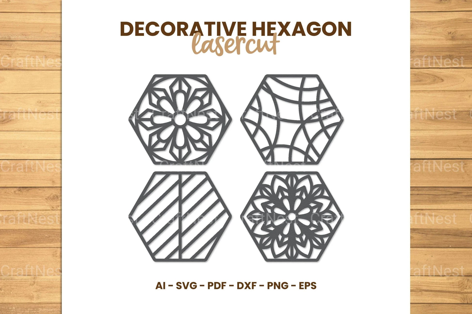 Decorative Hexagon Lasercut SVG Bundle - CraftNest - Digital Crafting and Art