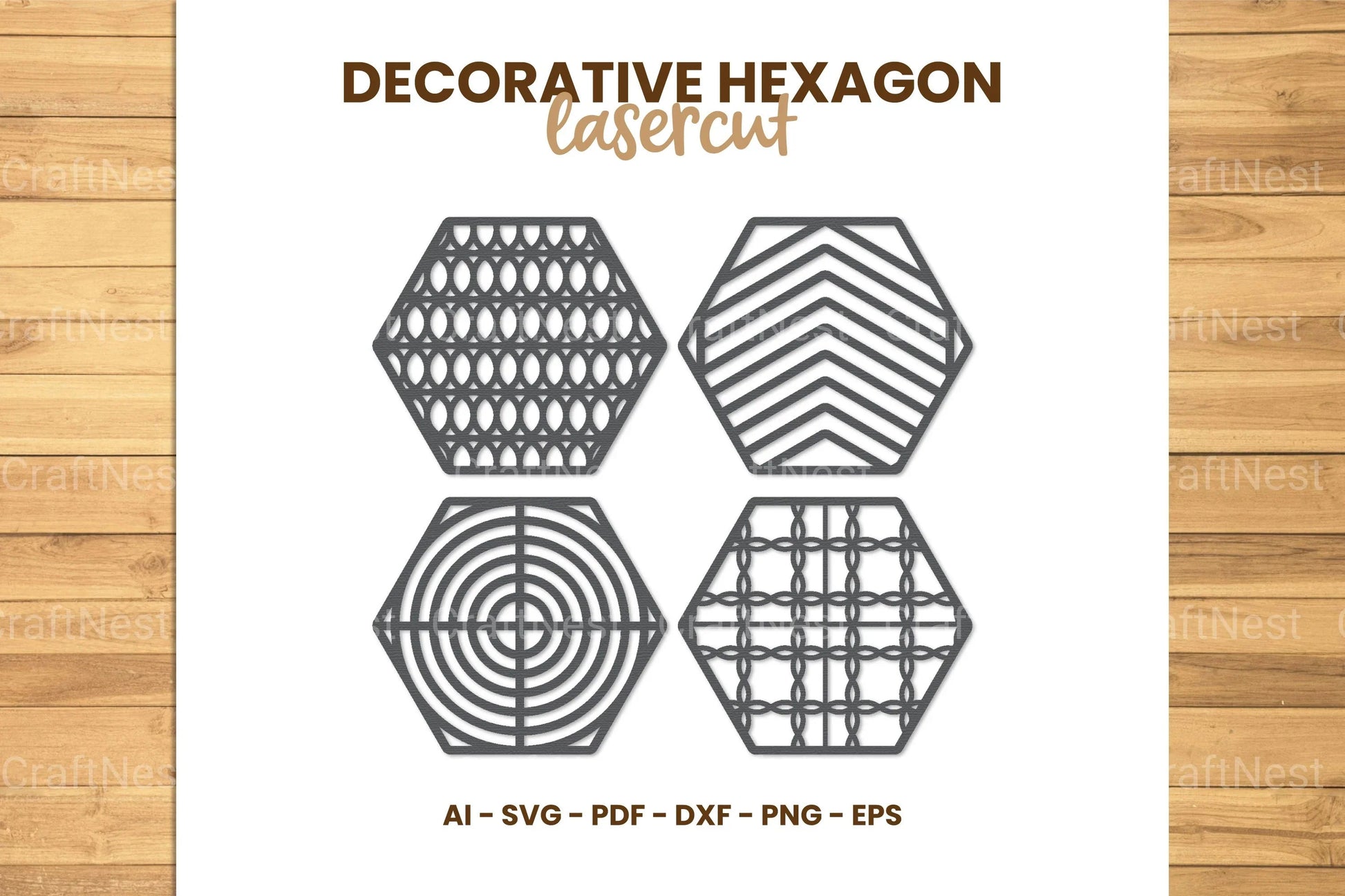 Decorative Hexagon Lasercut SVG Bundle - CraftNest - Digital Crafting and Art