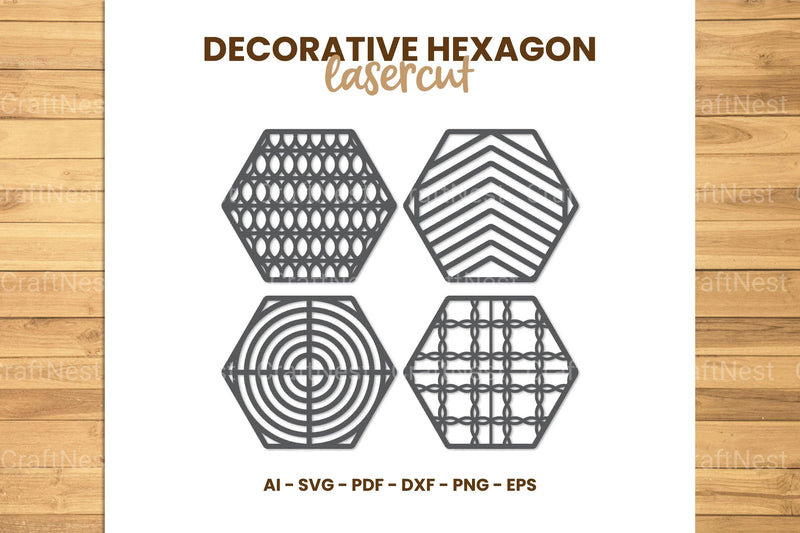 Decorative Hexagon Lasercut SVG Bundle - CraftNest - Digital Crafting and Art