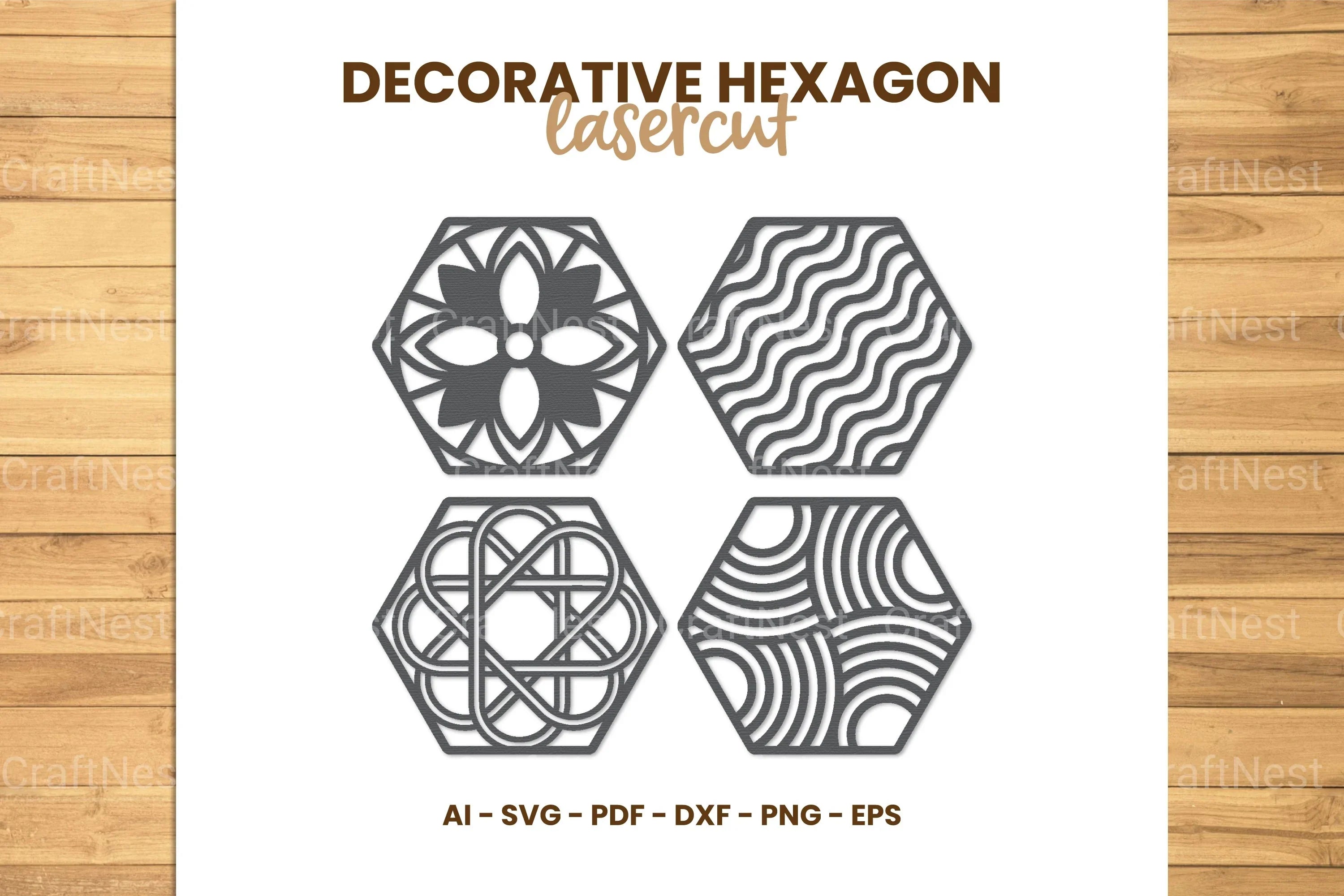Decorative Hexagon Lasercut SVG Bundle - CraftNest - Digital Crafting and Art