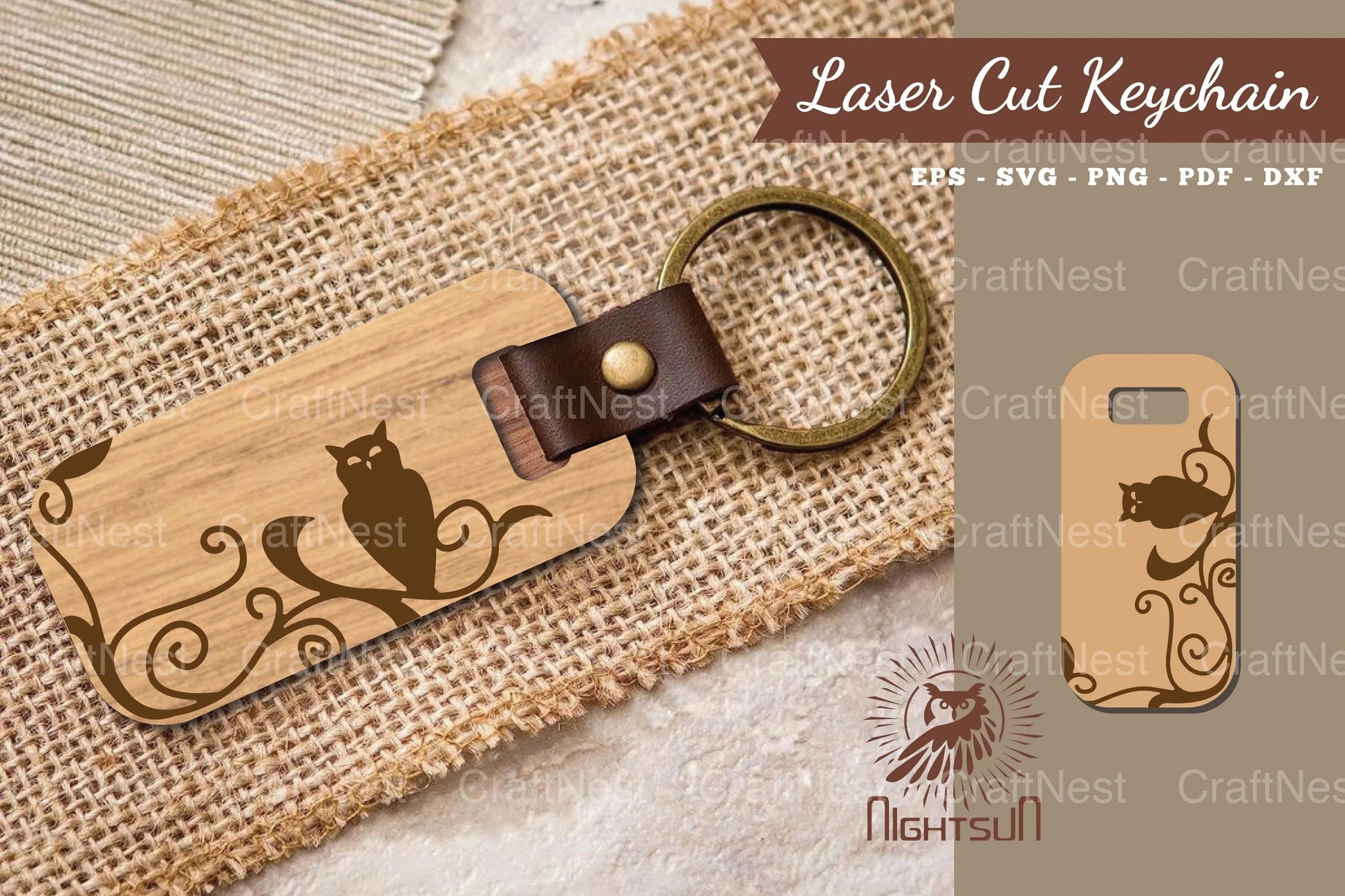Decorative Owl Laser Cut Keychain Design Bundle - CraftNest - Digital Crafting and Art