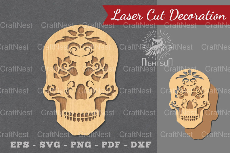 Decorative Skull Laser Cut Decoration Clipart Bundle - CraftNest - Digital Crafting and Art