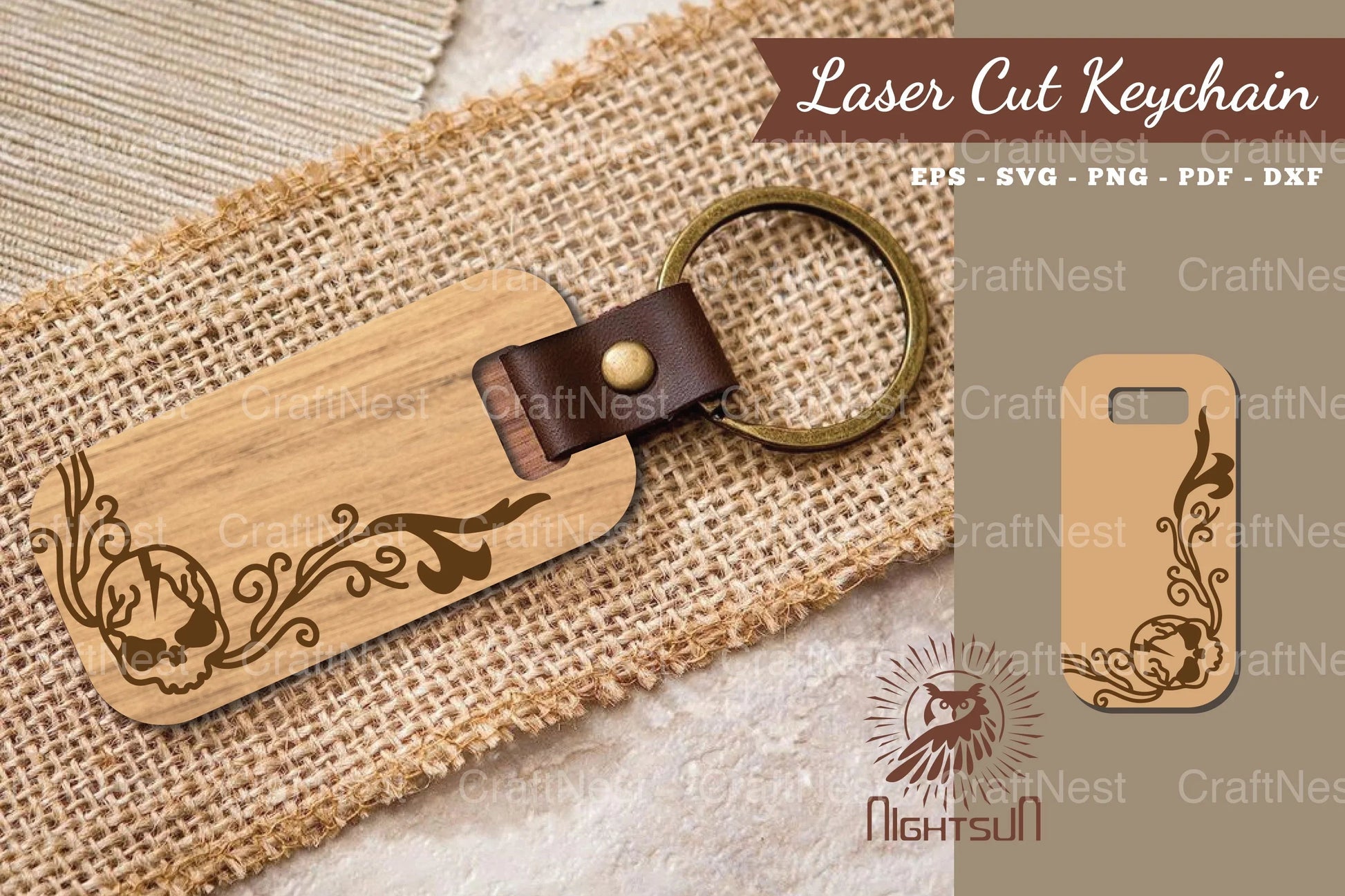 Decorative Skull Laser Cut Keychain Design Bundle - CraftNest - Digital Crafting and Art