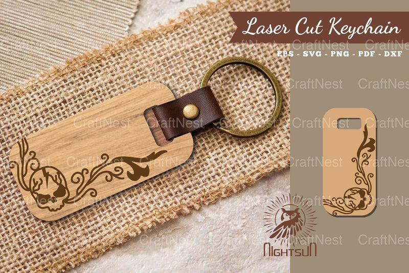 Decorative Skull Laser Cut Keychain Design Bundle - CraftNest - Digital Crafting and Art