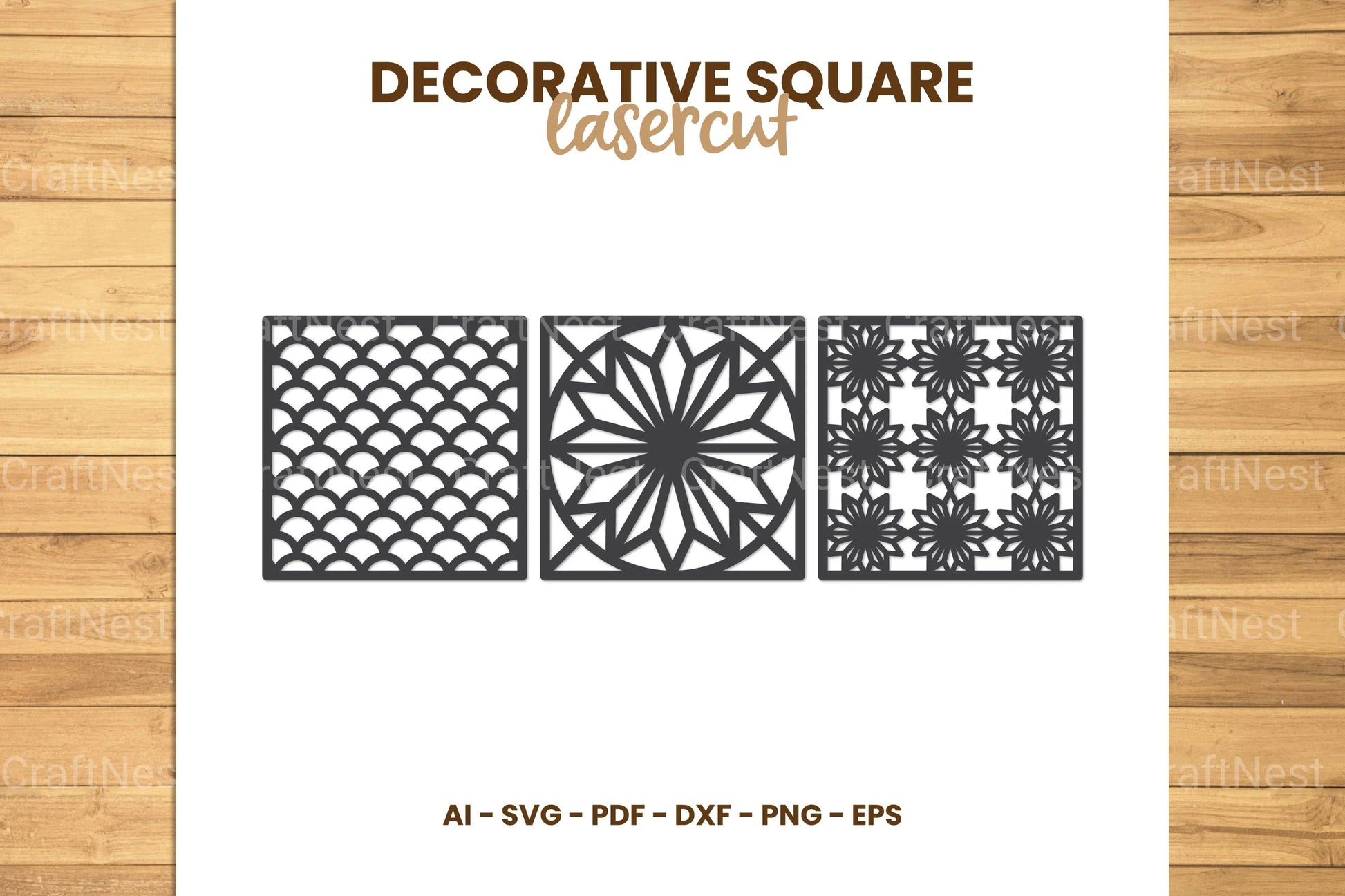 Decorative Square Lasercut SVG Bundle - CraftNest - Digital Crafting and Art