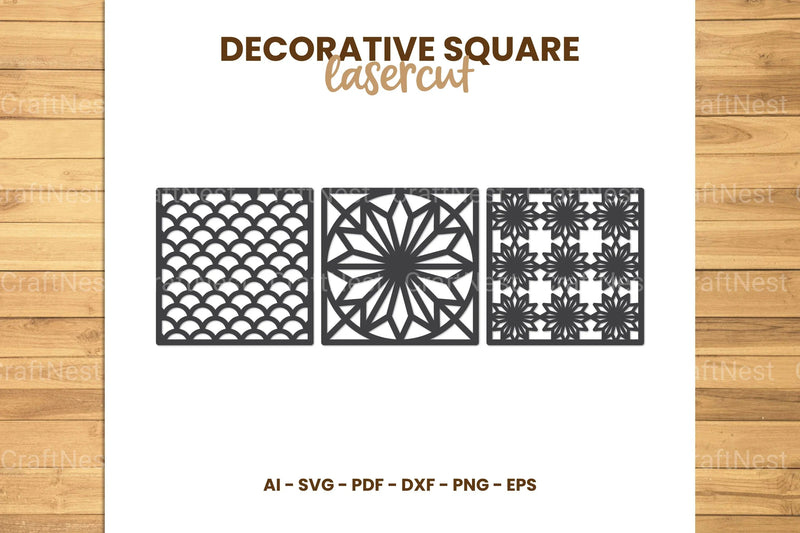 Decorative Square Lasercut SVG Bundle - CraftNest - Digital Crafting and Art