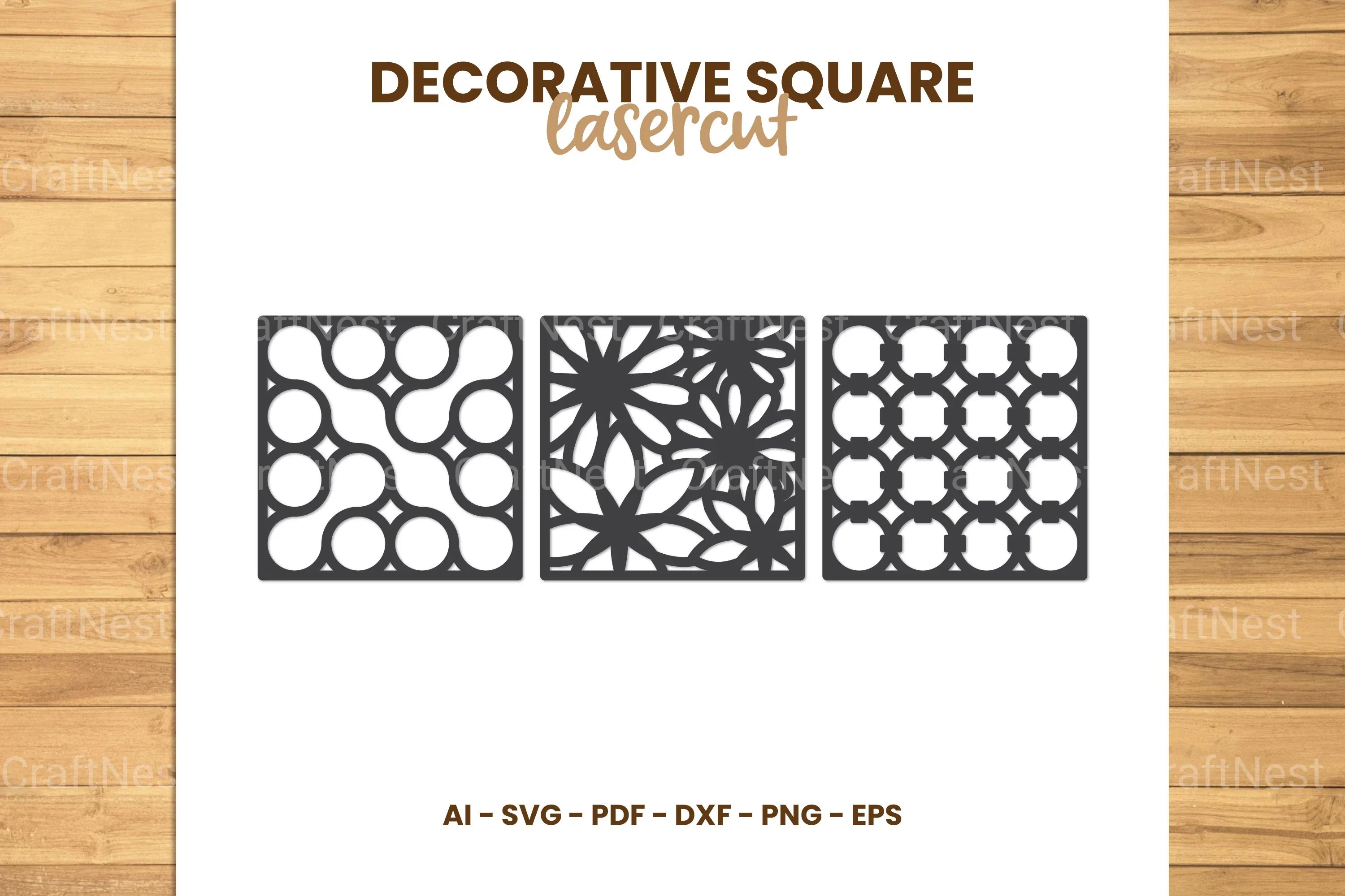 Decorative Square Lasercut SVG Bundle - CraftNest - Digital Crafting and Art