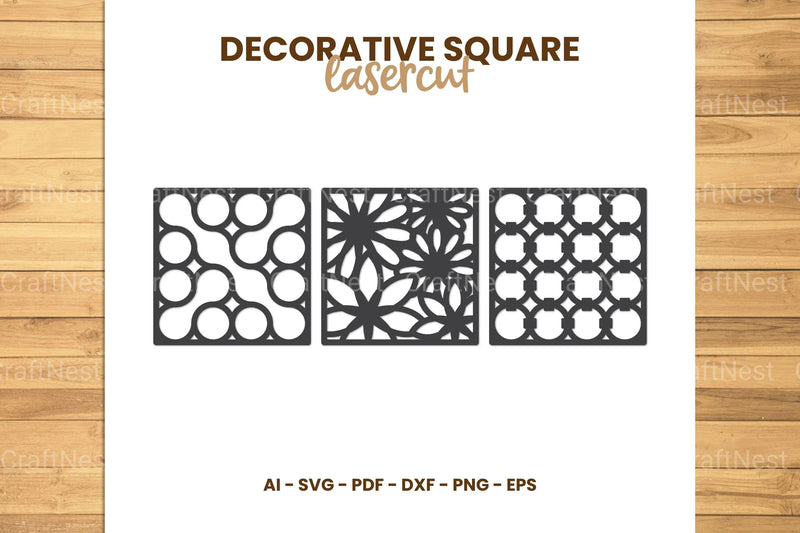 Decorative Square Lasercut SVG Bundle - CraftNest - Digital Crafting and Art