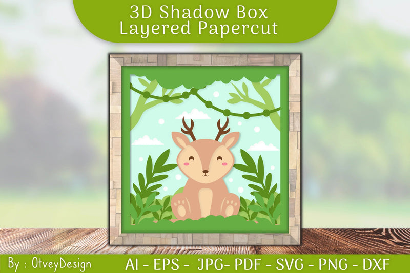 Deer Animals Shadow Box Layered Papercut SVG Bundle - CraftNest - Digital Crafting and Art